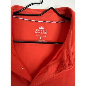 Peter Millar Seaside Wash Golf Polo Mens Large Orange Crown Embroidery Stretch